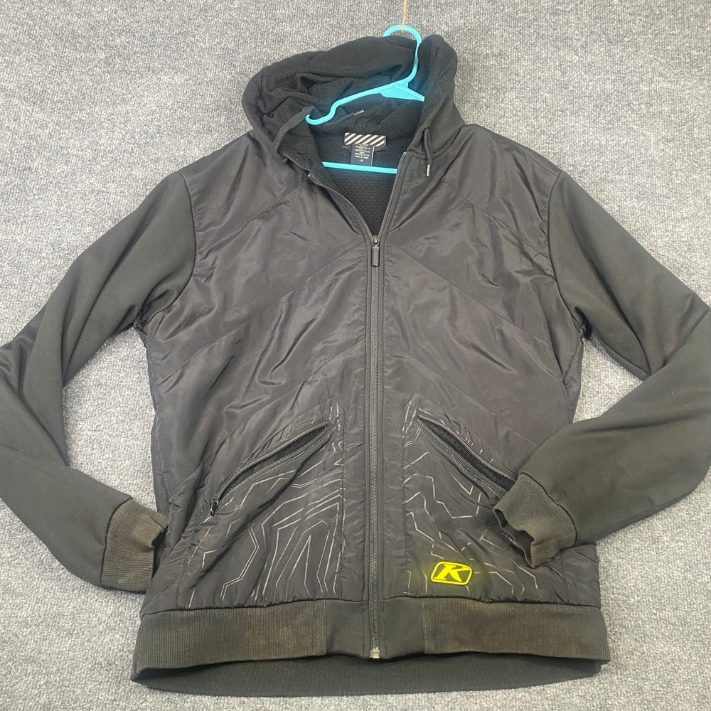 Klim Mens Black Quilted Hybrid Full Zip Hooded Jacket Large Activewear Layer